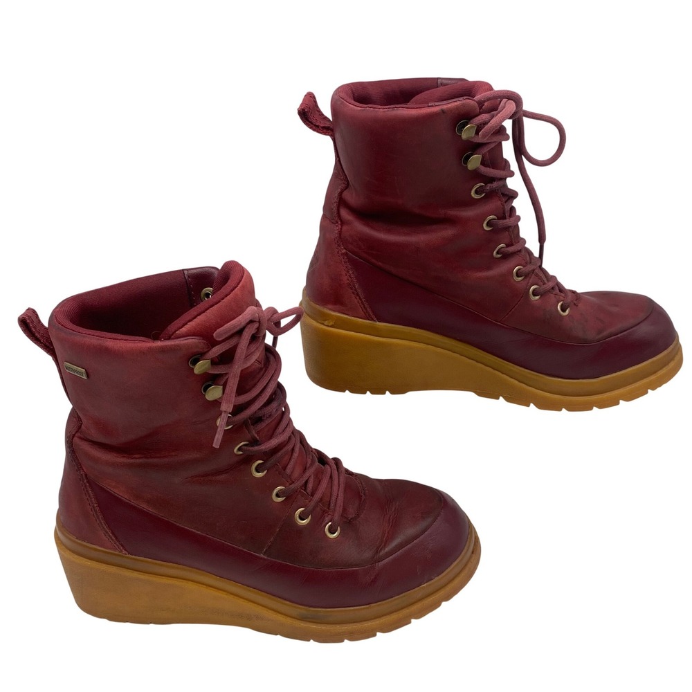 Muck Boot Company Liberty Wedge Boots Womens 7 Burgundy Waterproof Leather